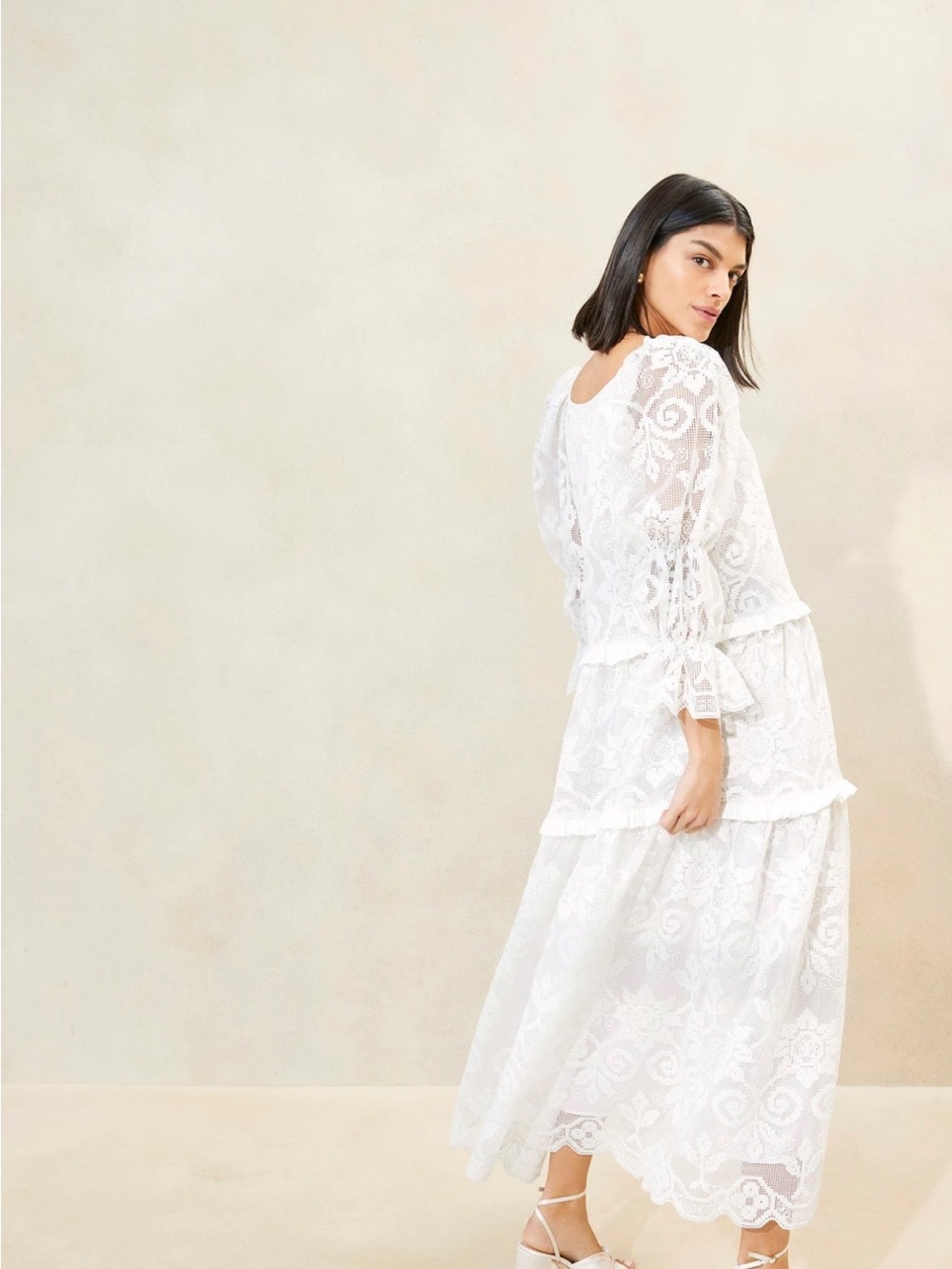 Loeffler Randall Antoinette Tiered Lace Dress - White - Size 8 - BNWT